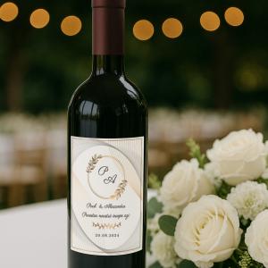 Etichetă sticlă vin – Model Golden Waves