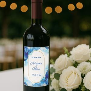 Etichetă sticlă vin – Model Blue Bliss