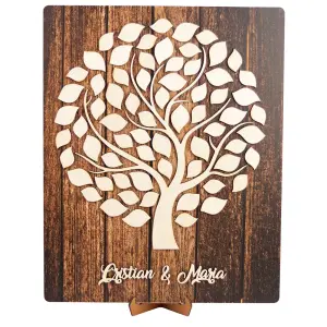 Guestbook alternativ pentru Nunta, Botez, Evenimente, in Forma de Copac cu Frunze, din Lemn, 50cm x 40cm