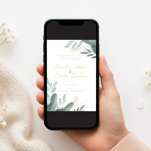 Invitație Digitală Nuntă „Evergreen Charm” - Personalizată și rapidă
