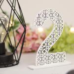 Numere de Masă din Lemn cu Model Oriental – Tăiate pe Laser, Vopsite Alb