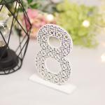 Numere de Masă din Lemn cu Model Oriental – Tăiate pe Laser, Vopsite Alb