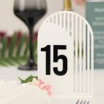 Numere de Masă Plexiglas Semioval Asimetric, Eleganță Modernă pentru Evenimente, Nuntă, Botez