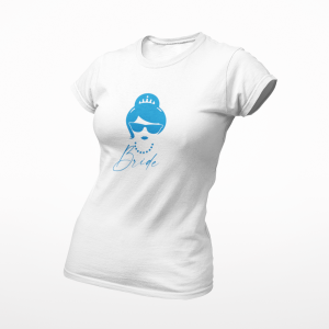 Tricou „Bride” cu Siluetă de Mireasă și Coroană – Perfect pentru Petrecerea Burlăcițelor