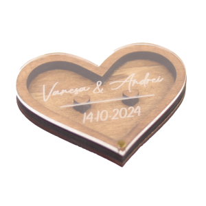 Cutiță Personalizata în Formă de Inimă pentru Verighete