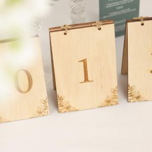 Numere de Masă Lemn Model Elegant "Agrișe", Nuntă, Botez, Evenimente Speciale