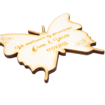 Mărturii Nuntă din Lemn – Fluture cu Magnet Personalizat