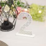 Numere de Masă din Lemn cu Model Oriental – Tăiate pe Laser, Vopsite Alb