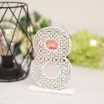 Numere de Masă din Lemn cu Model Oriental – Tăiate pe Laser, Vopsite Alb