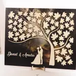 Panou Guestbook Alternativ cu Frunze – Tablou Personalizat pentru Semnăturile Invitaților, 50x40 cm